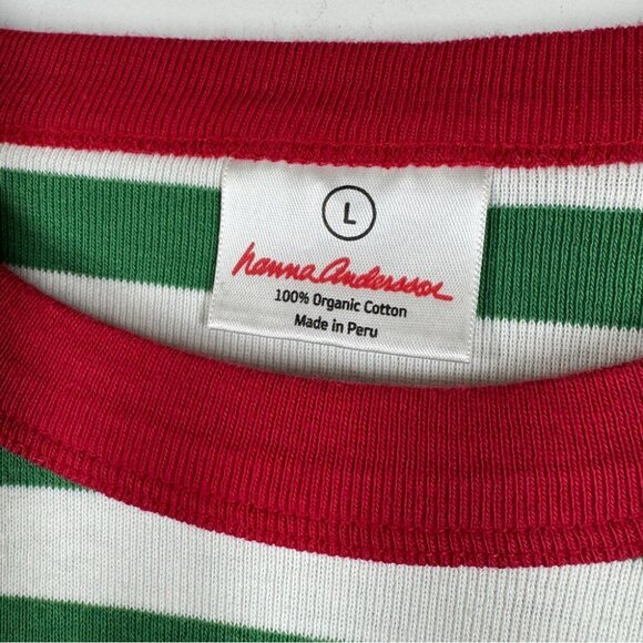 Hanna Andersson Green Stripe Pajama Set Size L Organic Cotton Comfy Sleepwear - Picture 6 of 15